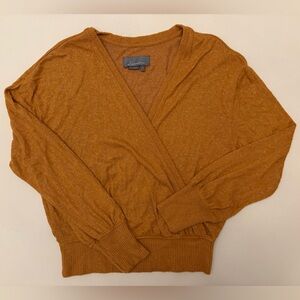 Anthropologie Women's Mustard Yellow Wrap Sweater- small